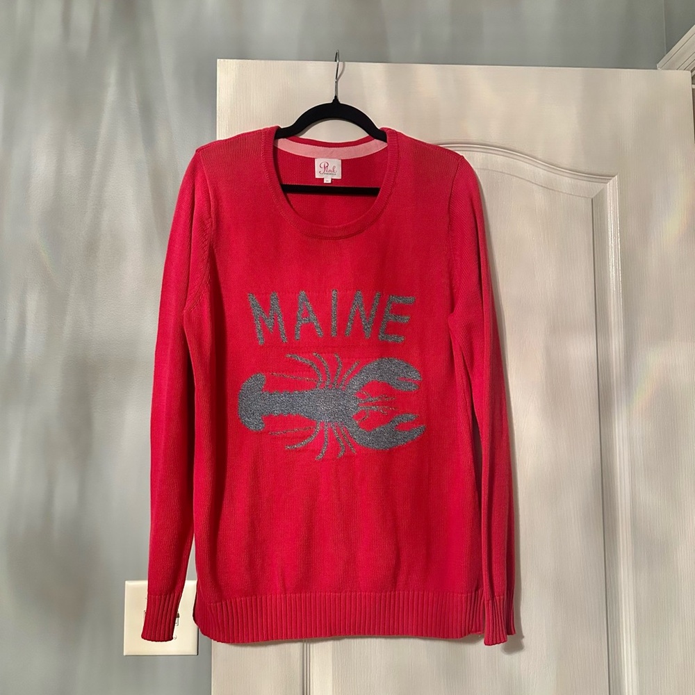New Pink Pineapple Maine Lobster Red Sweater-XL